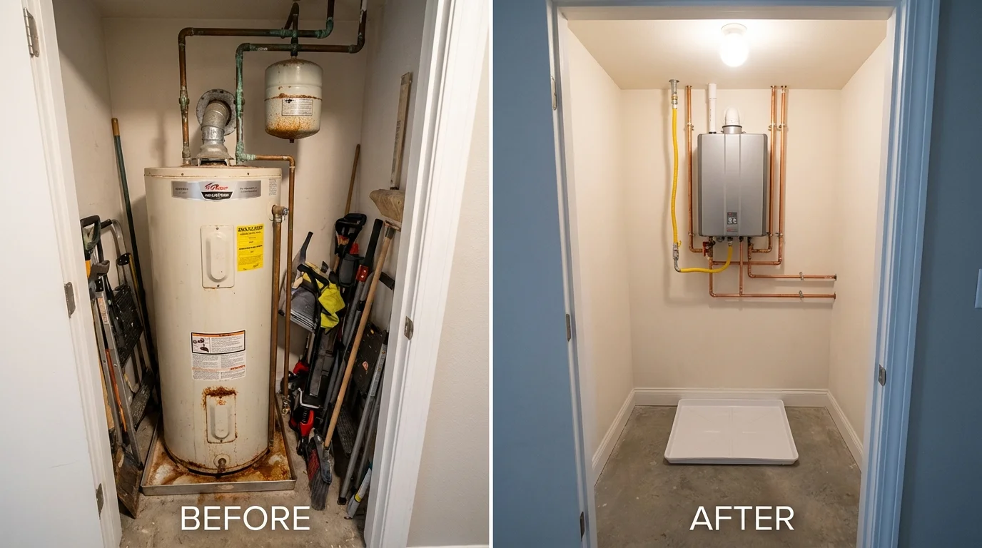 Tank water heater versus wall-mounted tankless unit comparison for Fayette, MO homeowners